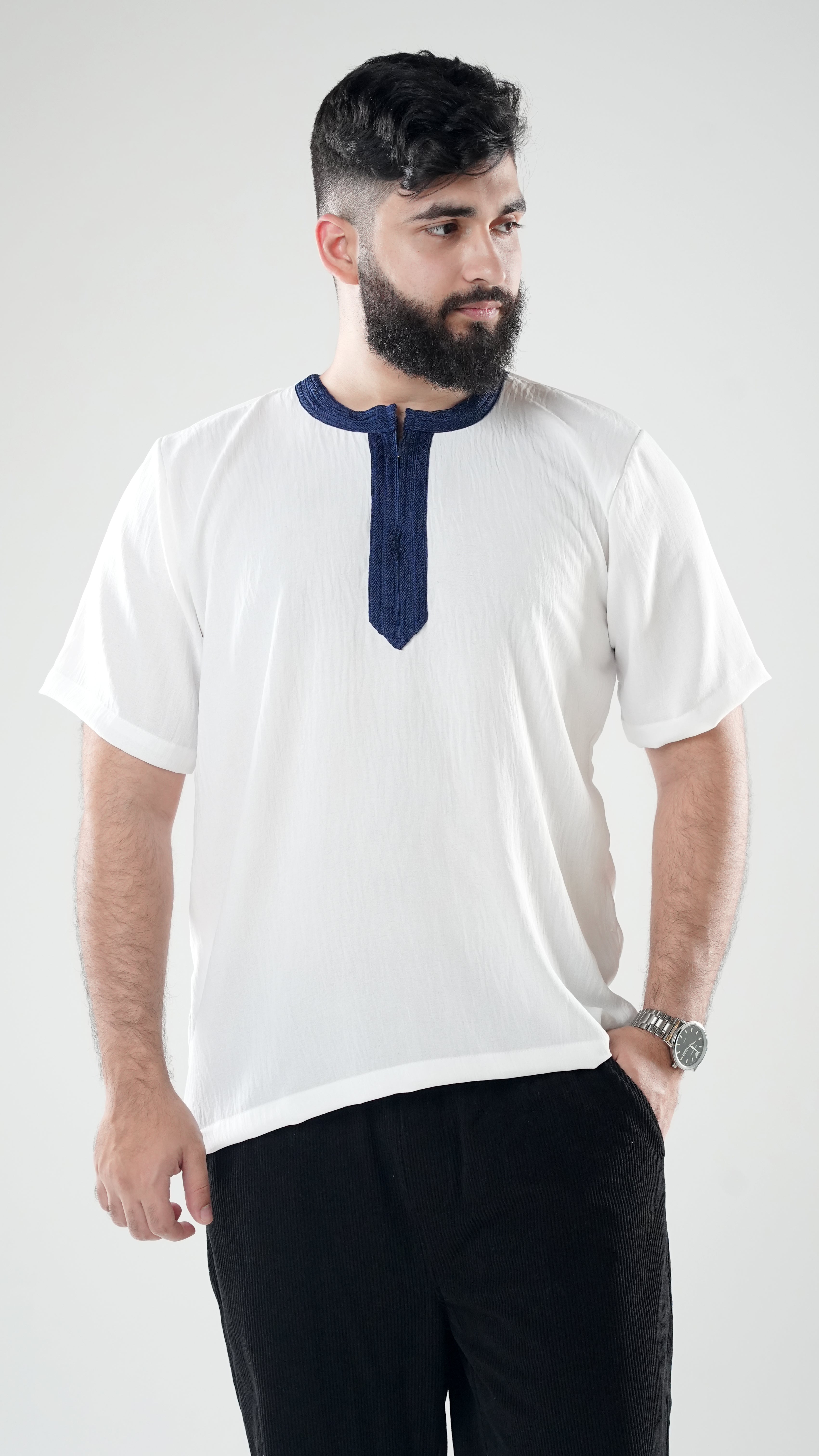 Moroccan Tee - White Navy