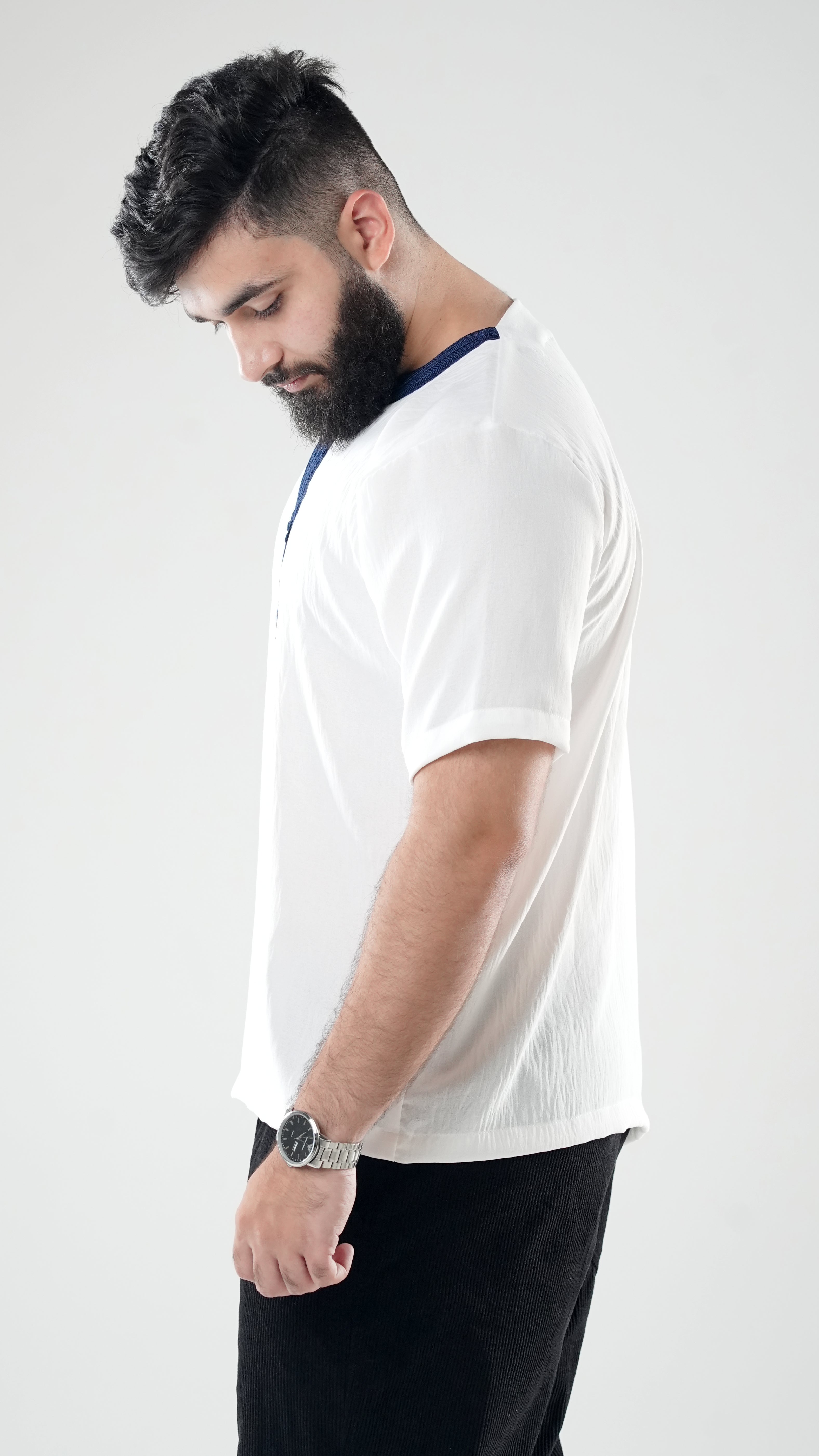 Moroccan Tee - White Navy